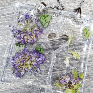 Dried Lavender XL Chunky Pendant Botanical Jewelry